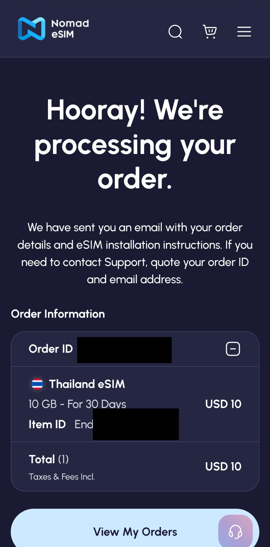 Nomad confirma Tailandia, 10 GB / 30 días y un total de USD 10.00.